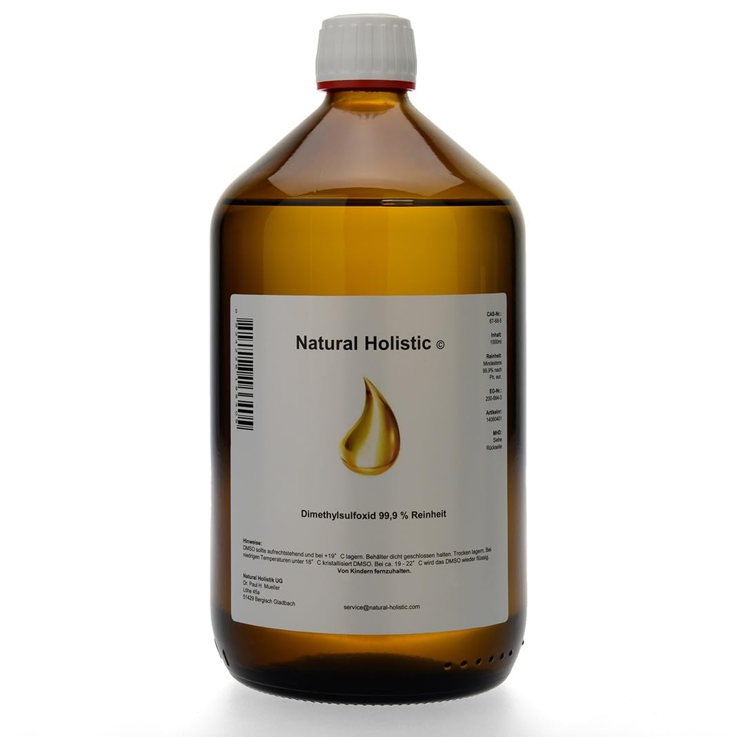 DMSO 99,9% Reinheit 1000ml – Organisches Lösungsmittel in nachweislicher Reinheit 99,9% nach ph. eur. bestellen ·– pharmazeutischer Hilfsstoff – braunes hydrolytisches Veral Glas Glasklasse III