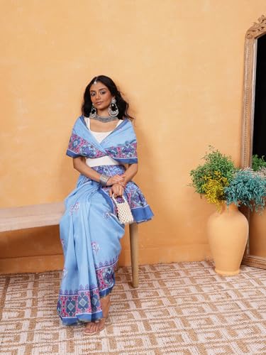 Image of Amazon Brand - Anarva Pattu Art Silk Woven Ready To Wear Saree Pink