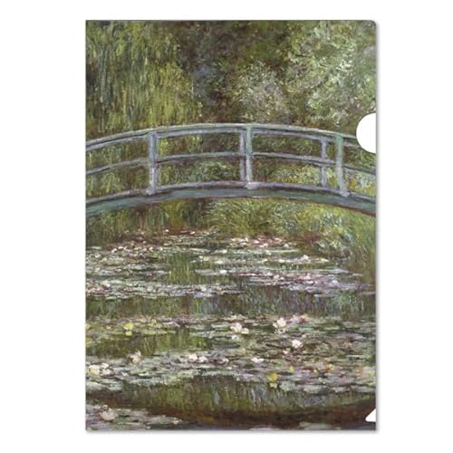 A4ストーンペーパーファイル 書類入れ ドキュメントファイル アート 画家 ステーショナリー 文房具 輸入雑貨 (モネ「睡蓮の池と橋」)