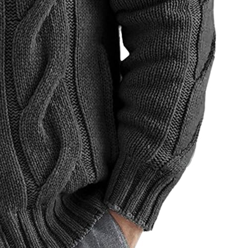 Men's High Neck Long Sleeve Sweater Cable Knit Full Zip Sweater Cardigan Heavy Weight Casual Sweaters4