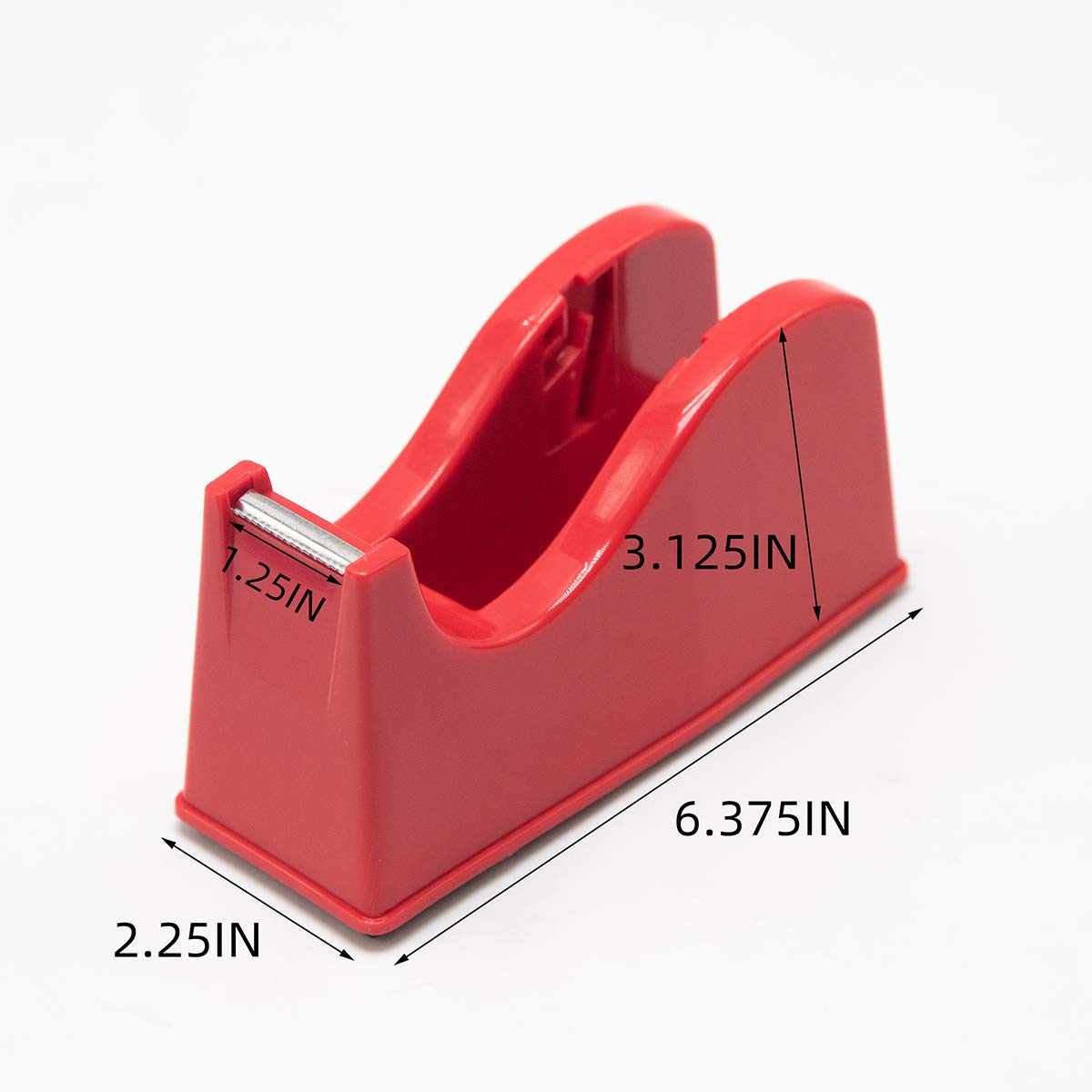 Dozownik taśmy biurkowej samoprzylepny uchwyt na rolkę (pasuje do rdzenia 2.5 cm i 7.6 cm) z obciążoną antypoślizgową podstawą, czerwony