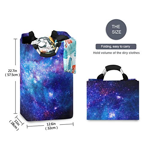 Image of senya Large Laundry Basket Shopping Foldable Clothes Bag Collapsible Fabric Laundry Hamper Folding Washing Bin (Outer Space)