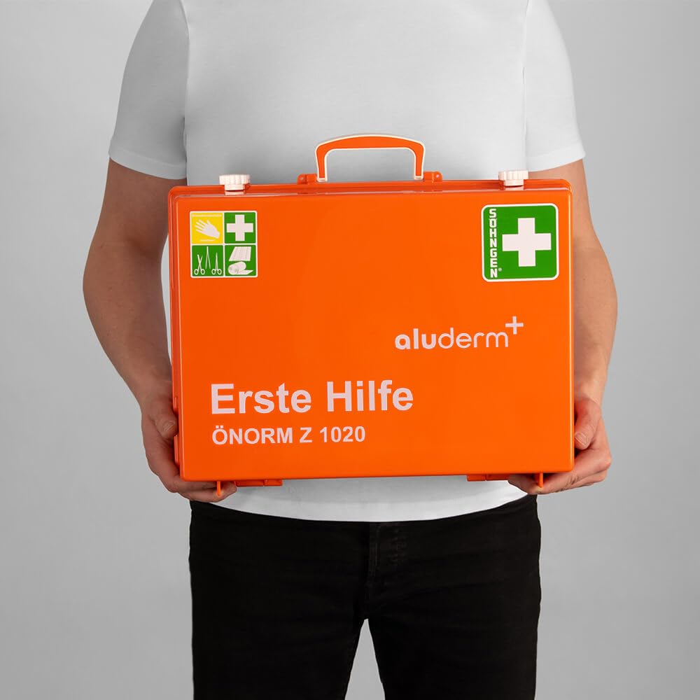 Erste-Hilfe-Koffer SÖHNGEN, mit Wandhalterung, orange, ÖNORM Z 1020:2025, Art.-Nr. 611660 | Verbandskasten | Notfallkoffer | Erste Hilfe Kasten