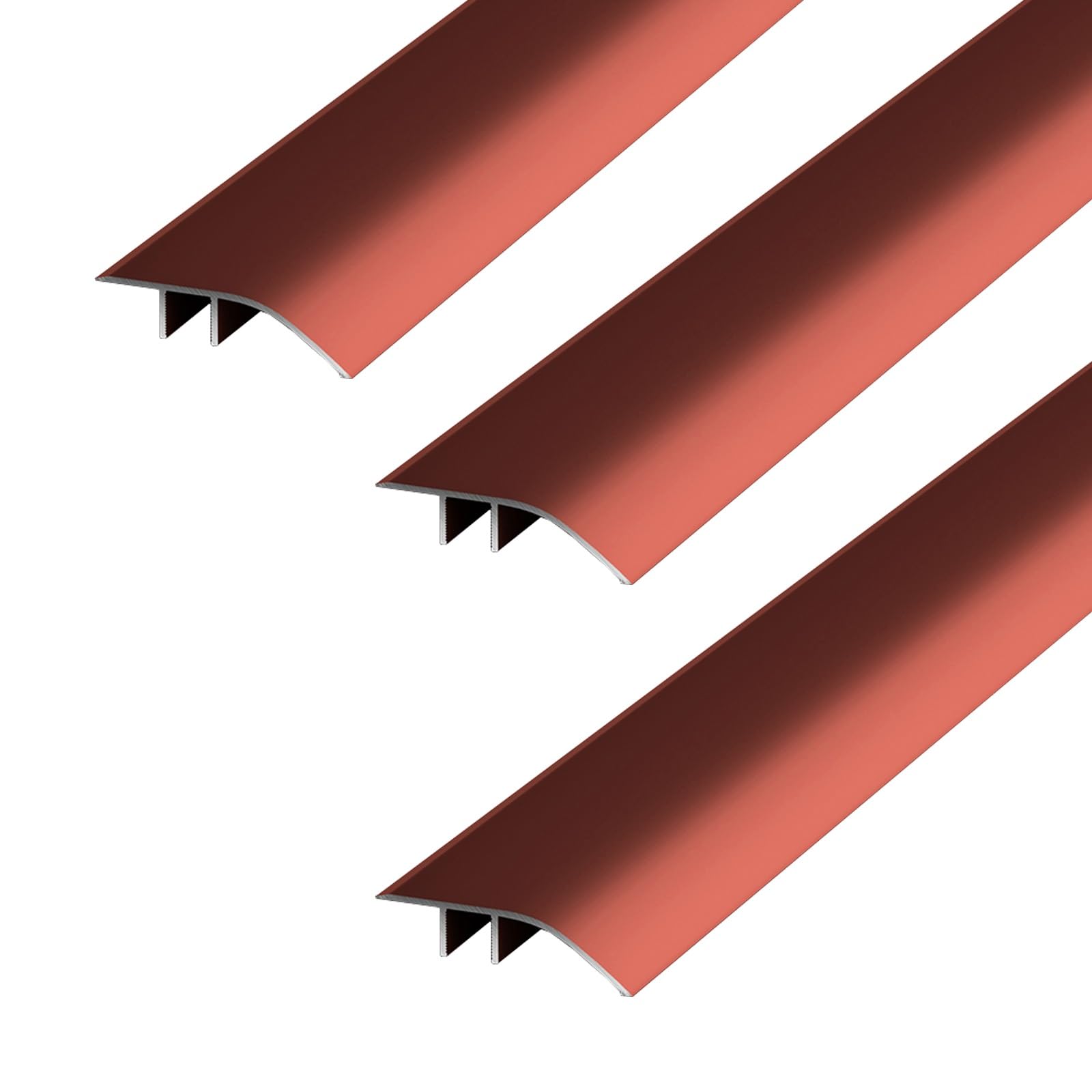 3pcs Perfil De Transición para Laminado De Vinilo, Aluminio Tira De Umbral De Transición Ancho 42mm, Perfil De Transición Tapajuntas Suelo/Perfil De Transición Listón De Remate(Red)