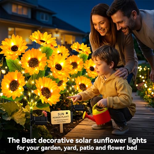 Ahaorigin 3 Pack Solar Sunflower Garden Stake Lights - image 8