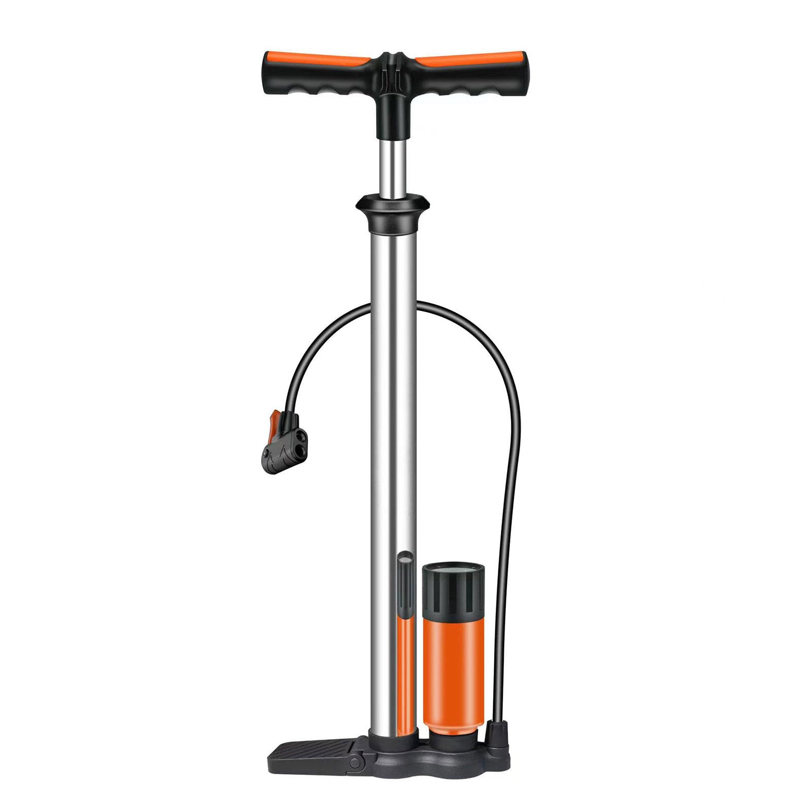 Wysokociśnieniowa Pompa Podłogowa Do Roweru, Pompka Rowerowa, Pompka Stojąca 160PSI Z Zaworami Presta I Schrader, Pompka Do Roweru Z Pompką Do Piłek Igła Do Koszykówki Rowerowej,Silver