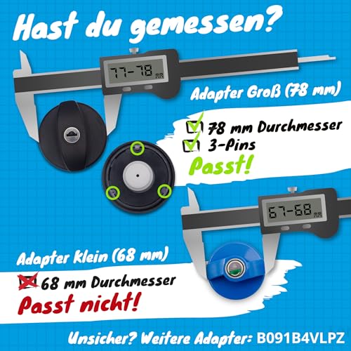 Tec4Camp® WATERTWIN-PRO 3-Pin D:78 | Adapter mit Filter für Wassereinfüllstutzen | Gardena kompatibler Tankdeckel Befülladapter | Wasserhahn Anschluss Wohnmobil Wohnwagen Van Camping