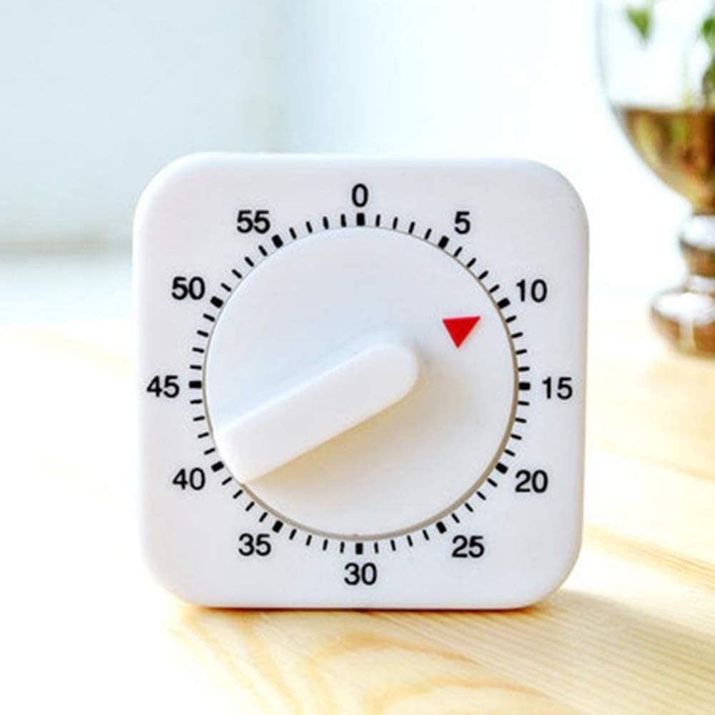 Generic 1 piece square kitchen clock Mechanical reminder Cute timer with 60 minutes for roasting, boiling eggs, pancakes, cookies, Silver - Image 4