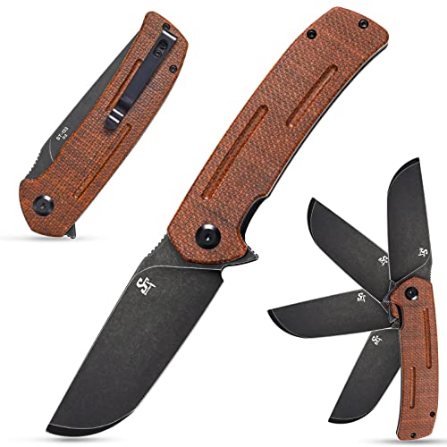 Sitivien-ST133-Folding-KnifeD2-BladeMicarta-Handle-EDC-Tool-Knife-for-Outdoor-Camping-HikingBrown