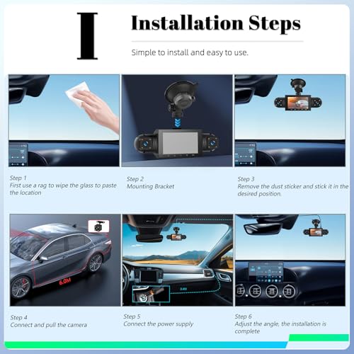Image of 360 Degree View 4 Channel Dash Cam for Cars,Dash Cam Car Camera Front and Rear Inside Left Right for Cars,3 inch Dashcams with Night Vision,Loop Recording,G-Sensor,24H Parking Mode Monitor