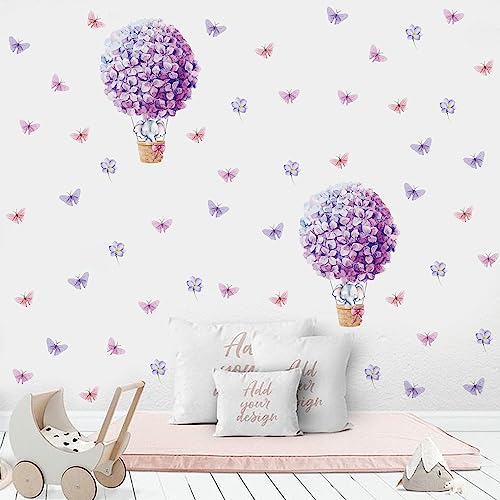 Qucheng Elephant Wall Decal Stickers Kids Toddler Purple Balloon Bedroom Removable Stickers Decor Nursery Playroom Large Vinyl Waterproof Wall Decoration #TOP1