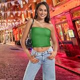 GuoChe Ciemny khaki damskie tuby topy miękkie push up bandeau tank topy do sportów letnich, 05, M