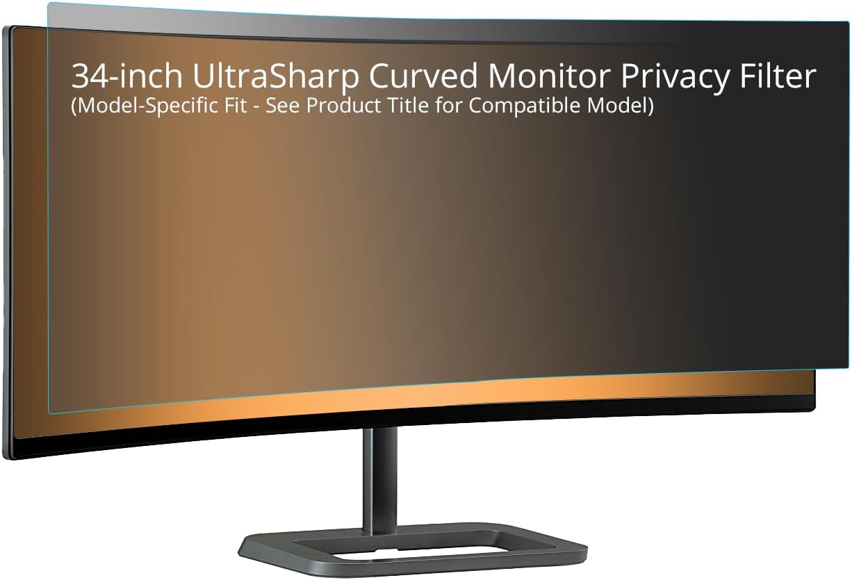 2-Way Privacy Filter to fit the Dell UltraSharp U3417W 34-Inch Curved Monitor with Installation Kit
