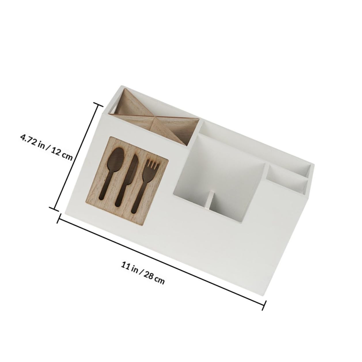 jojofuny Boîte de Rangement en Bois pour Ustensiles Cuisine 28x12x15 Cm, Porte-cuillères et Porte-couteaux Multifonction, Organisateur de Couverts sans Couvercle, Cuisine et Plan de
