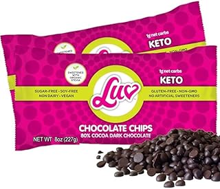 Keto Sugar Free Chocolate Chips - Stevia Sweetened, 1g Net Carb, 80% Coc...