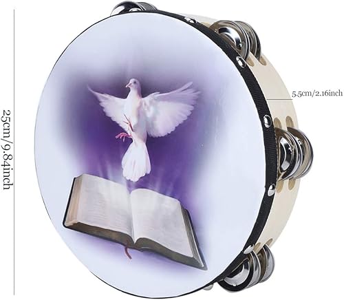 Miniatura 8 de Pandereta de mano de madera, doble fila, pandereta de metal de percusión, timbre de percusión, juegos de batería, instrumentos musicales para niños