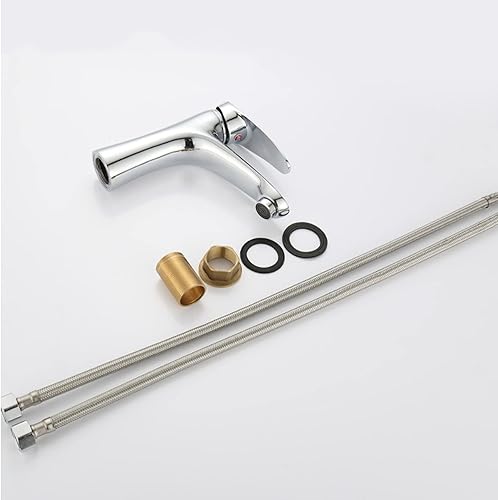 Miniatura 8 de Grifo de lavabo de latón cromado grifo mezclador de lavabo con una manija de un solo orificio grifo de fregadero de agua caliente y fría grifo de