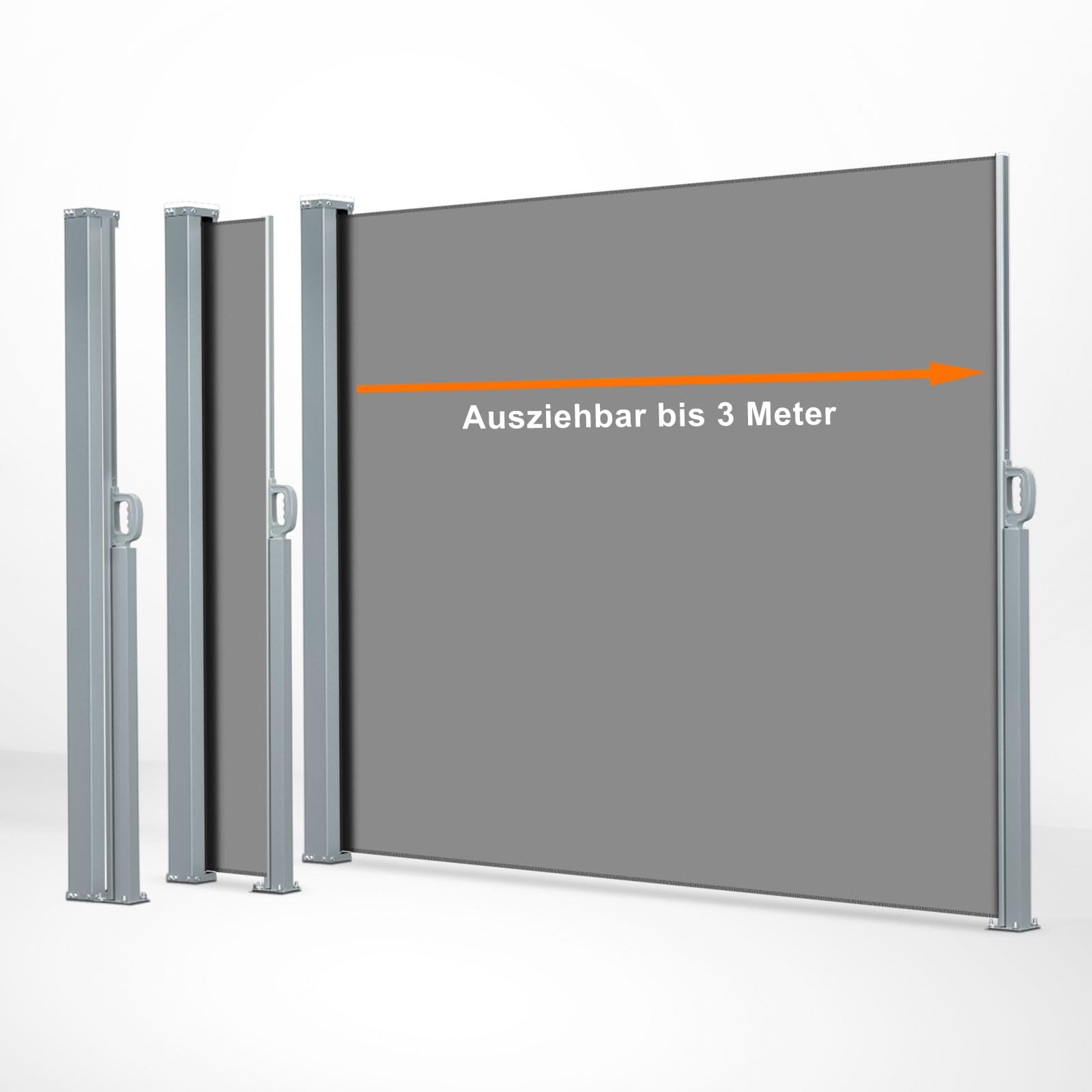 Tenda Laterale Da Sole 200x300cm - Antracite, Poliestere 180g/m², Per Balcone E Giardino - Foto 2