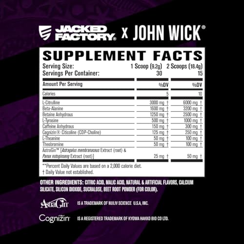 Image of Jacked Factory X John Wick - Nitrosurge Wick Pre Workout Supplement - Intense Energy, Battle-Ready Focus, Unstoppable Commitment, and Sheer Will - 30 Servings, Osaka Cherry Blossom