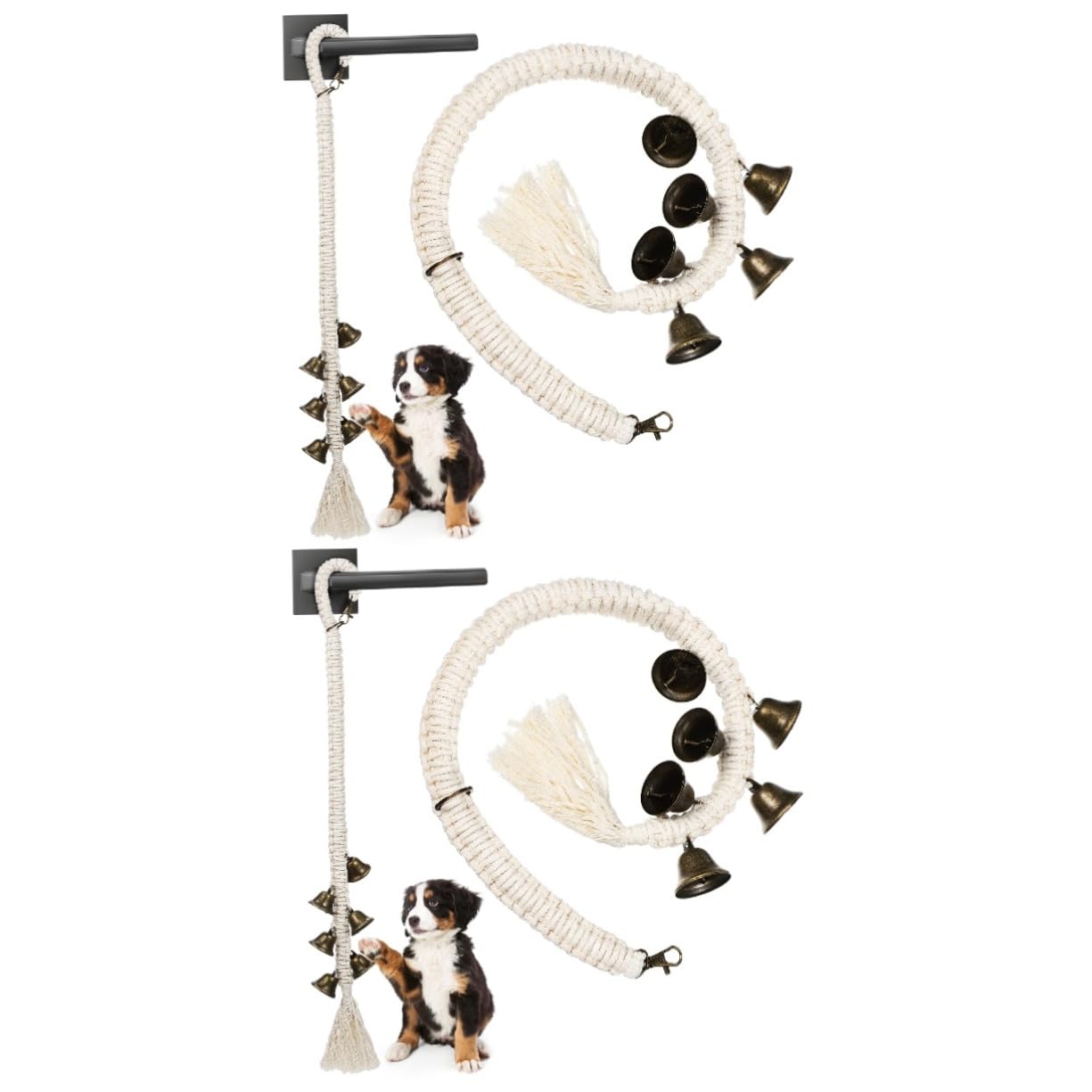 Cloches de porte pour chien et corde coton pour apprentissage de la propreté
