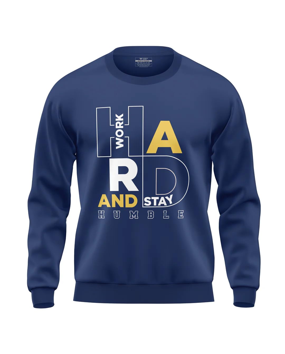 warriorworld Men's Cotton Sweatshirt with “Work Hard Stay Humble” Graphic Motivational Pullover.-picture-27