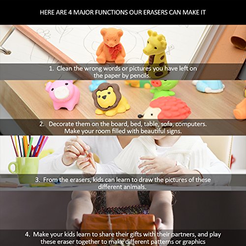 Acekid Animal Erasers for Kids, 30pcs Japanese Pencil Erasers Set, Cute Mini Puzzle Eraser Toys for Novelty Party and School Supplies