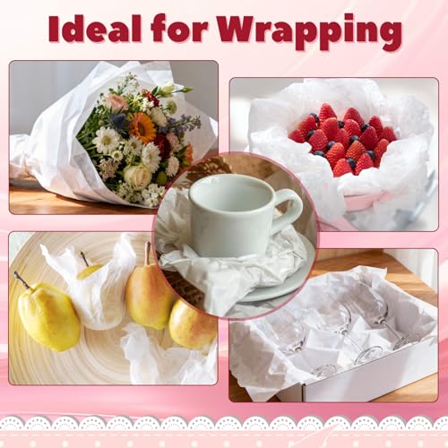 Image of 500 Sheets 15 x 20 Inch Acid Free Tissue Paper for Storage Wrapping Gifts | White Tissue Paper Unbuffered No Acid Paper Tissue Paper Bulk for Festival Packaging Gifts