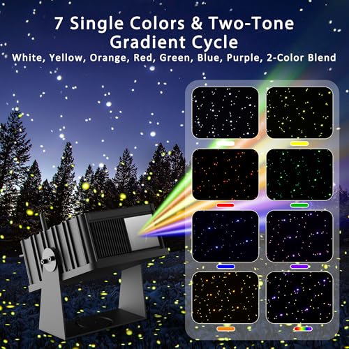 Image of AIRIVO Outdoor Star Laser Projector, App & Remote Control 7 Colors Motion Smart Firefly Lights Christmas Snowflake Projector, 8 Lighting Effects Fairy Light Projector for Holiday Decor Garden Light
