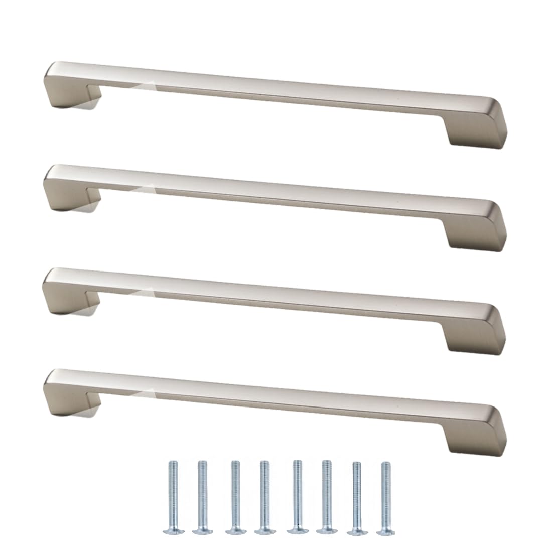 NLQCSXWEP Zinc Alloy Cabinet Bow Handle, Zinc Alloy Cabinet Handles Pack of 4 Multicolor 96-320mm(224mm Matte Brushed)