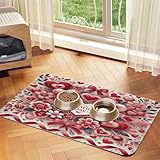 Absorbent Dog Water Cat Mat for Food Water Bowl Quick Dry Happy Valentines Day Vector Art A Pet Feeding Mats No Stains Dog Food Mat Pet Accessories Supplies Cat Bowl Mats 18X12In
