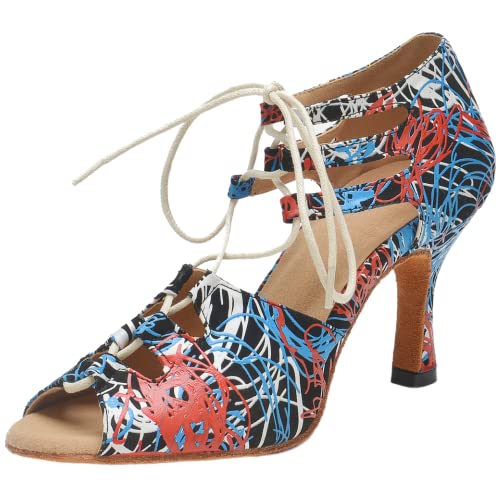 Chaussures de danse latine anti-glisse à lacets réglables et talons hauts stables taille 38