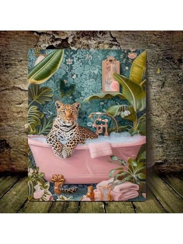 Impression guépard baignoire rose 70x110 art mural grand format - 4