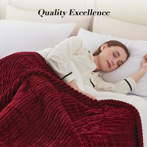 Westinghouse Full Size Heated Blanket, Soft Flannel to Sherpa Reversible, Electric Blanket Full with 10 Heating Settings & 1-12 Hours Auto Shut Off, Machine Washable, (72" x 84", Red)