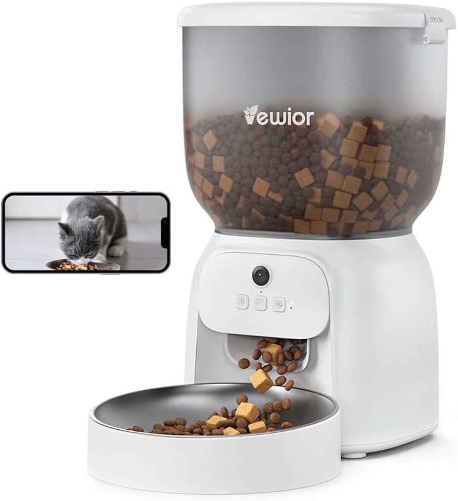 Wansview 自動給餌器 猫犬対応 4L大容量 見守り 自動給餌器 猫 犬 自動餌やり機 大容量 4L 自動餌やり器 スマホ