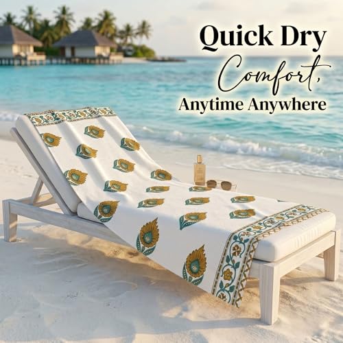 Image of Mafatlal Madhuban Premium Waffle Cotton Bath Towel (147x76 cm) | 250 GSM | Soft, Quick Dry, Lightweight & Super Absorbent | Thai Curry Color