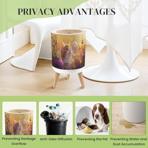 Caneca de basura pequeña con tapa y patas, 7 L miniatura 4