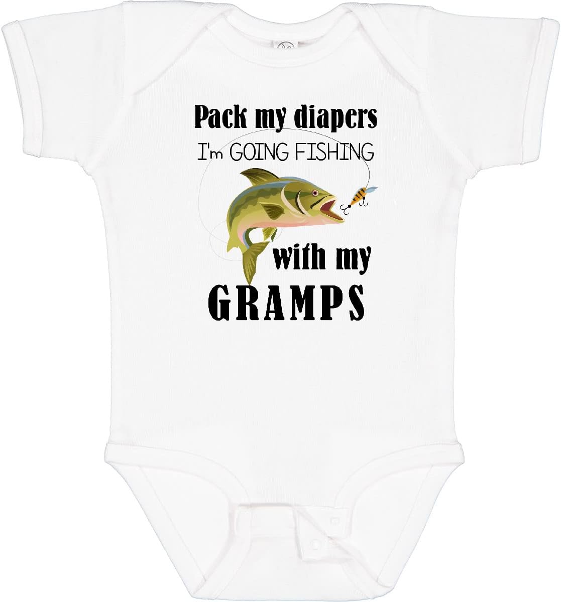 inktastic Pack My Diapers I Am Going Fishing with Gramps Baby Bodysuit