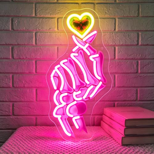 Image of Skeleton Neon Sign for Wall Decor Skull Light Up Sign Hallowmas Led Signs for Room Party Home Wall Decor USB Powered