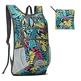 SUIKIHUM 20L Lightweight Hiking Daypack, Foldable Travel Packable Backpack for Men Women for Cycling Camping Outdoor (Leaf Print)