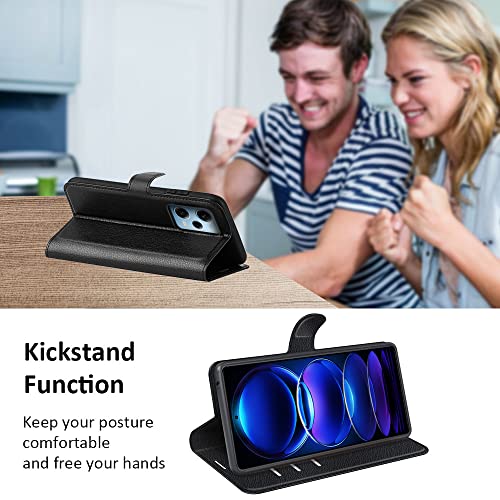 Happygor Capa Carteira para Xiaomi Redmi Note 12 Pro 5G, capa de telefone em couro PU com compartime