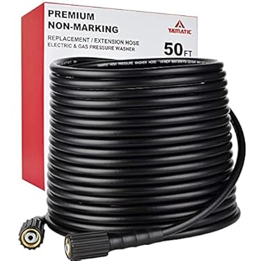 AMAZON - YAMATIC Pressure Washer Hose 50 FT 1/4″ Kink Free M22-14mm Brass Thread Replacement For Most Brand Pressure Washers, 3200 PSI