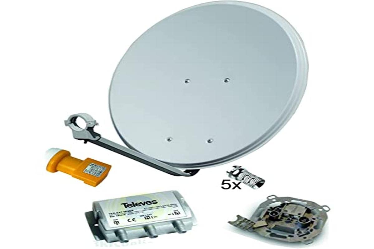 T E C N O V O Z Kit Antenna parabolica Tves 60 cm + Lnb TV/SAT + Presa separatrice + connessioni