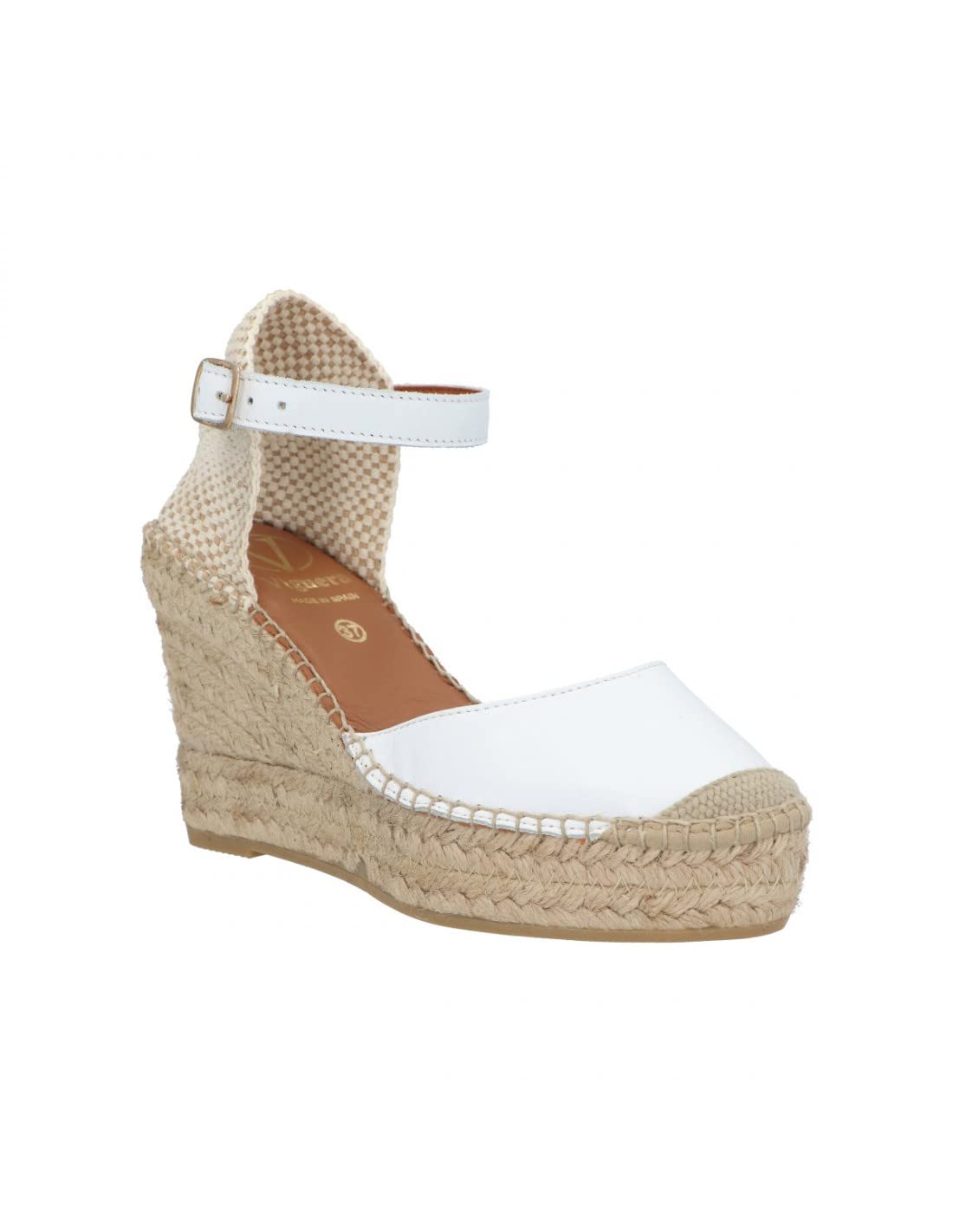 Viguera Zapatilla yute piel blanco plataforma para: Mujer color: blanco talla: 37