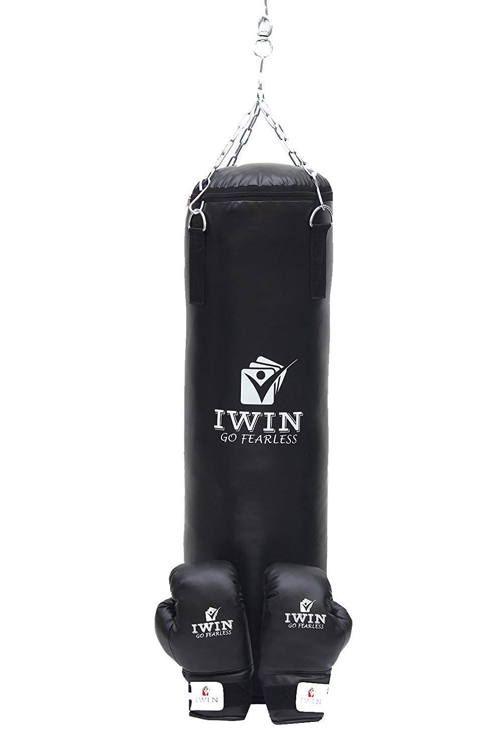 IWIN IW-214 Synthetic Leather Unfilled Punching Bag Combo with Chain and 12Oz Boxing Gloves, 48 inch-4ft (Black) (B07K37LKSG) Amazon Price History, Amazon Price Tracker