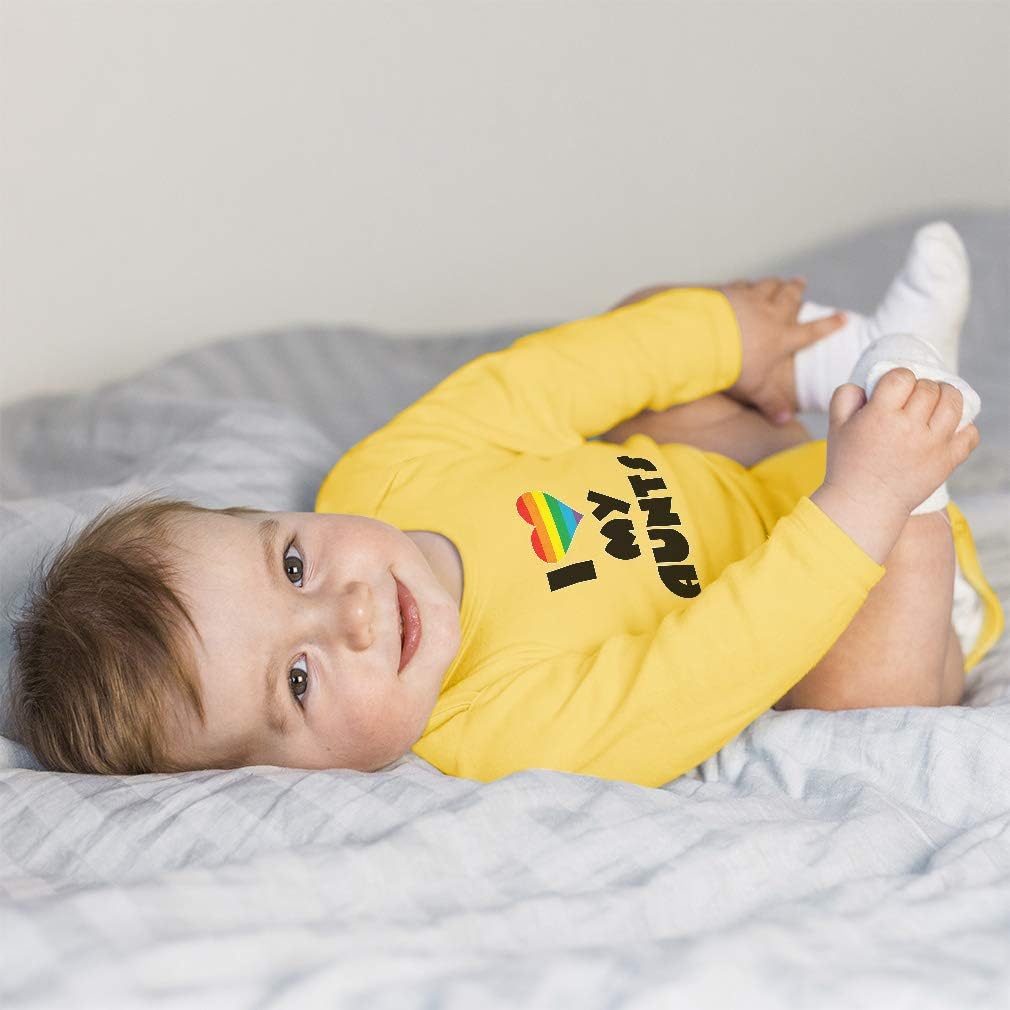 Cute Rascals Baby Clothes Long Sleeve Bodysuit I Love My Aunts with Colorful Rainbows in Heart Gay Ldbtq Boy & Girl Cotton Oxford Gray Design Only Newborn