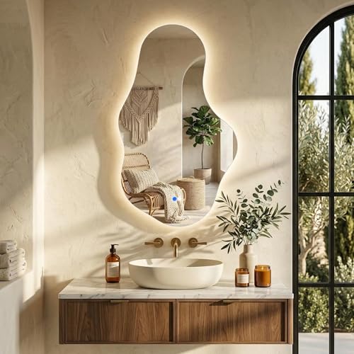 Miroir de salle de bain irrégulier à DEL 3 couleurs variables - 8