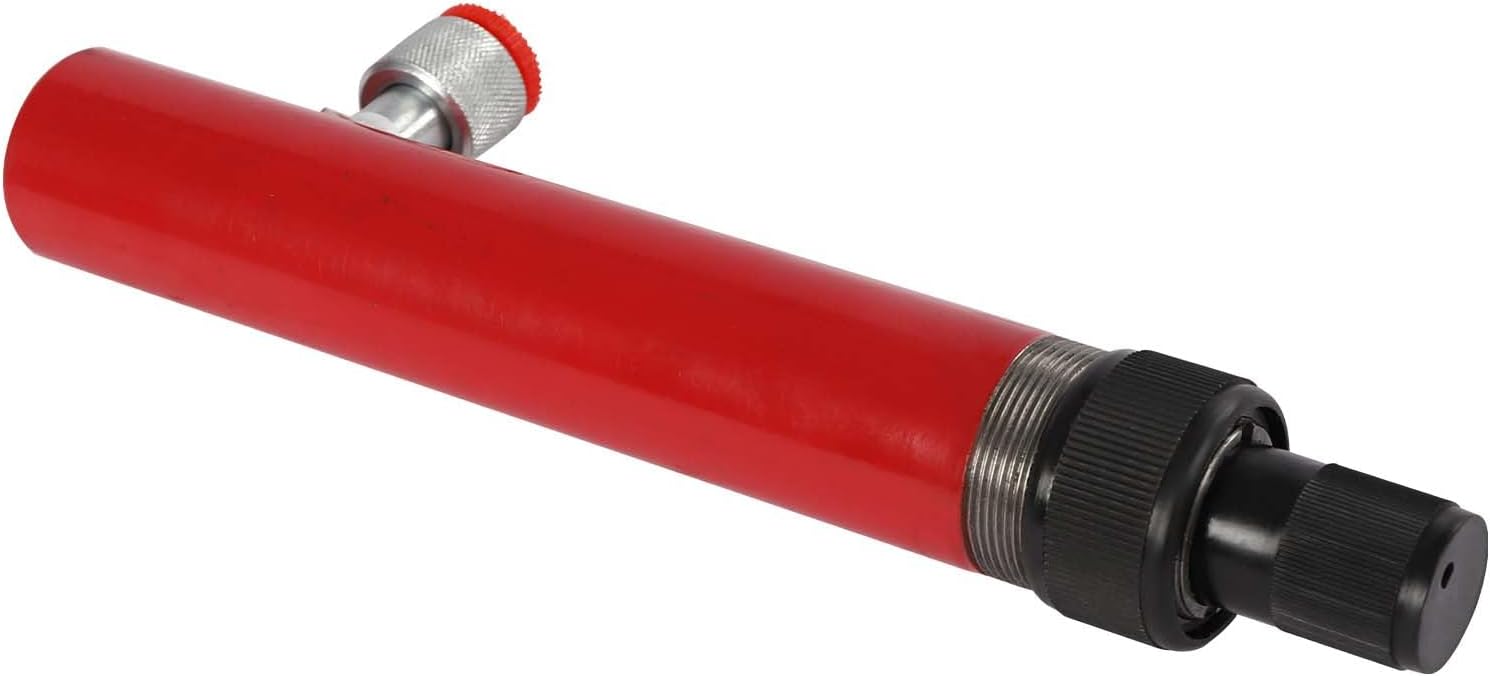 4 Ton Hydraulic Jack Stand Lift Ram Hydraulic Porta Power Cylinder Ram Lift Auto Body Repair Tool for Truck Automotive Heavy Equipment Repair 13.39'' Long, Red (4 Ton,13.39'' Length)