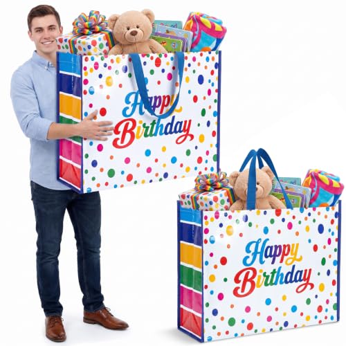 Pickmesh 1 Pcs Extra Large Birthday Bag 31.5x23.6x7.9 Inch, polka dots