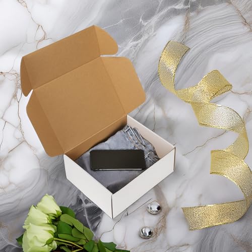 Image of RLAVBL 10x8x4 Inches Shipping Boxes Set of 20, White Small Corrugated Cardboard Box, Mailer Boxes for Packing Small Business