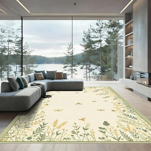 ODIKA 6'x9' Washable Area Rug - Cottagecore Sage Green Non-Slip